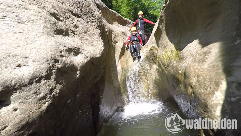 Canyoning Starzlachklamm Zugang-Abschlussrutsche