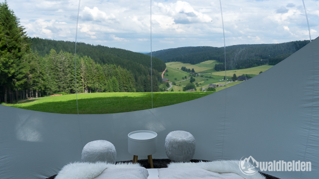 Glamping im Schwarzwald Ausblick aus dem Bubble Tent